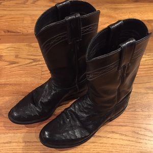 Women’s Black Justin ostrich skin boots